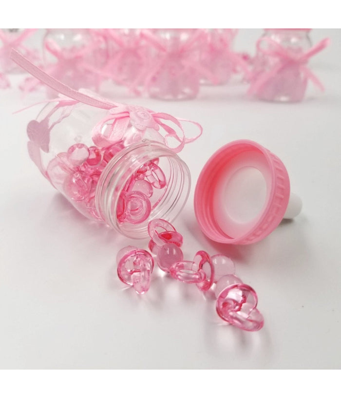 12 X Bomboniera Portaconfetti Per Battesimo Nascita Bottiglia Biberon Rosa         