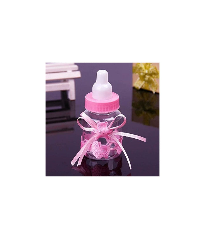 12 X Bomboniera Portaconfetti Per Battesimo Nascita Bottiglia Biberon Rosa         