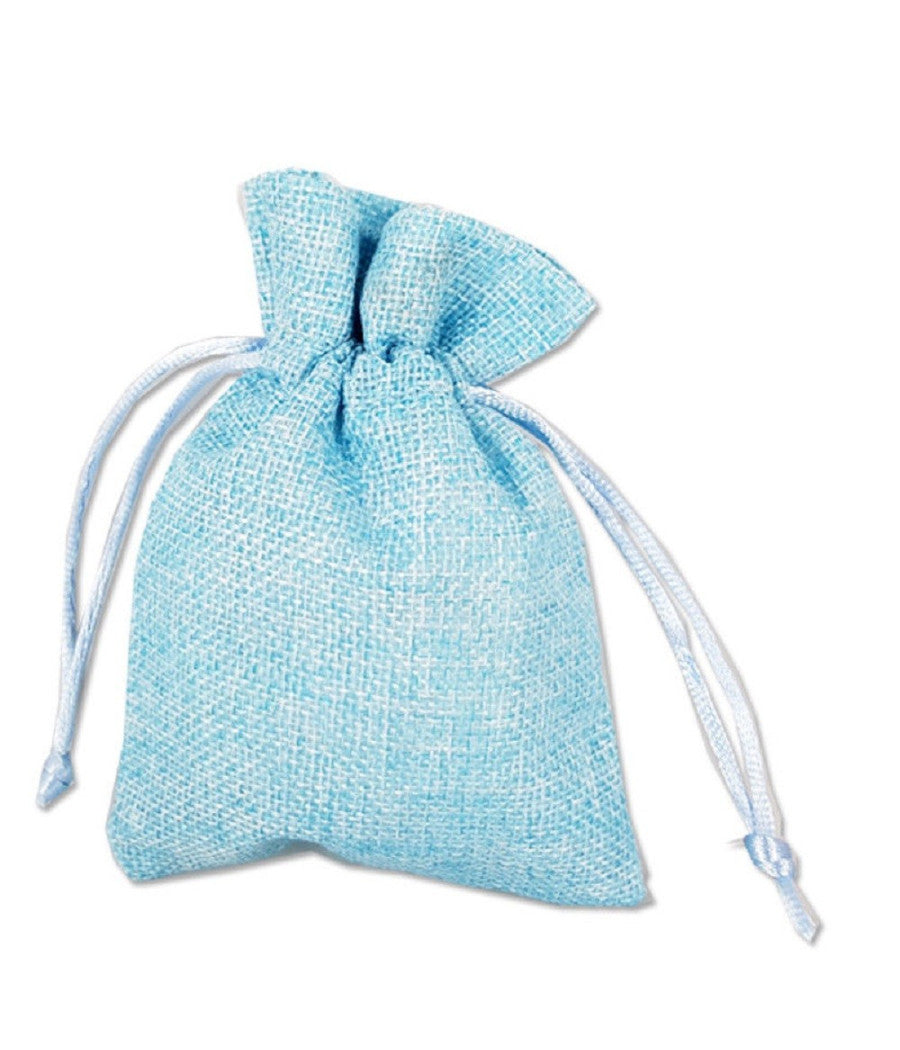 12 X Sacchetti Stoffa Porta Confetti Matrimonio Nascita Battesimo Bomboniera  Celeste       