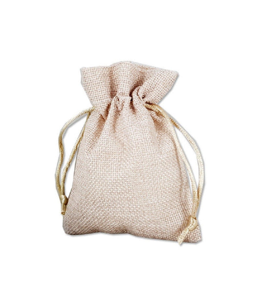 12 X Sacchetti Stoffa Porta Confetti Matrimonio Nascita Battesimo Bomboniera  Beige       