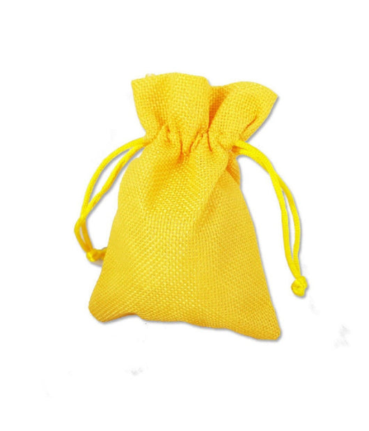 12 X Sacchetti Stoffa Porta Confetti Matrimonio Nascita Battesimo Bomboniera  Giallo       