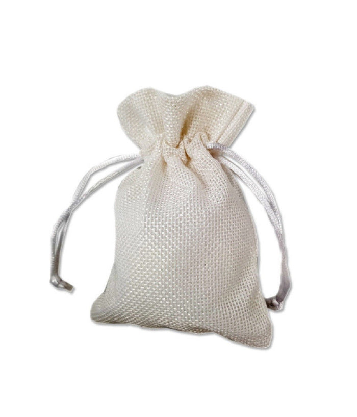 12 X Sacchetti Stoffa Porta Confetti Matrimonio Nascita Battesimo Bomboniera  Bianco       