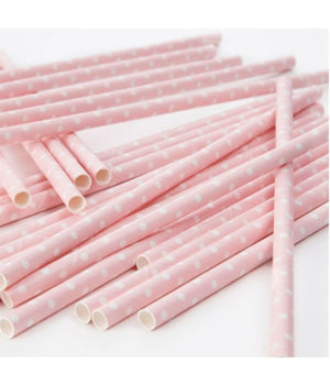 120 Cannucce Rosa Confetto Pois Cannuccia Compleanno Party Nascita Battesimo         