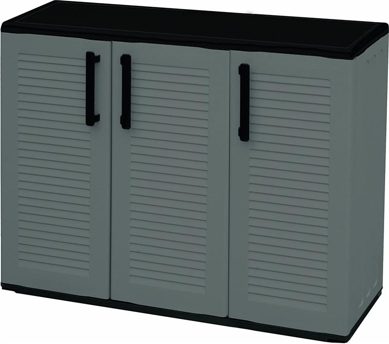 ARMADIO BASSO IN POLIPROPILENE CON 3 ANTE E RIPIANO 102 X 37 X H84 CM