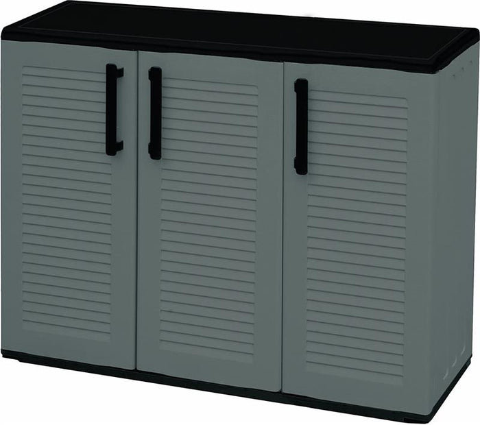 ARMADIO BASSO IN POLIPROPILENE CON 3 ANTE E RIPIANO 102 X 37 X H84 CM