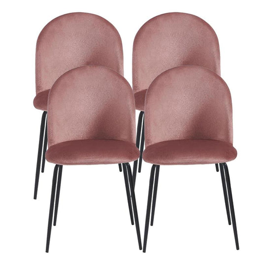 SET 4 SEDIE BONNIE CON SEDUTA IN VELLUTO ROSA STRUTTURA IN METALLO NERO DIMENSIONI 45X55X82 CM