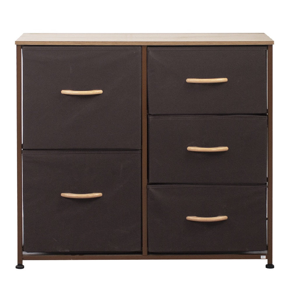 Mobile Cassettiera 5 Cassetti Metallo Legno e Tessuto 80x29 H 71cm Casa Ufficio