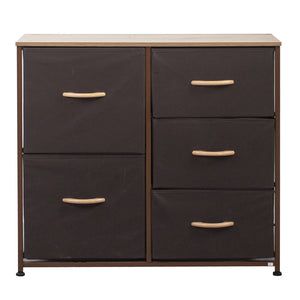Mobile Cassettiera 5 Cassetti Metallo Legno e Tessuto 80x29 H 71cm Casa Ufficio