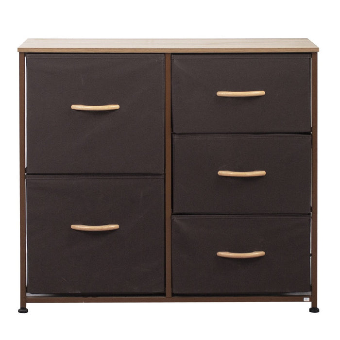 Mobile Cassettiera 5 Cassetti Metallo Legno e Tessuto 80x29 H 71cm Casa Ufficio