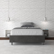 Letto una piazza e mezza con rete imbottito 120x200 microfibra grigio Azelia