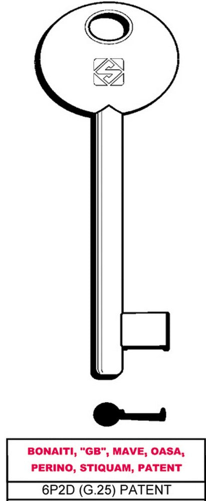 chiave a mappa 6p2d (g.vaz 0) patent bonaiti cod:ferx.vit26621