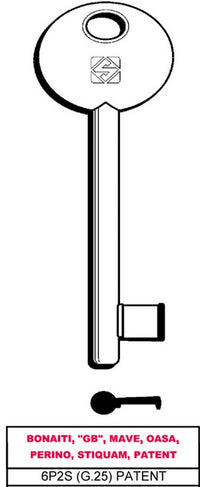 chiave a mappa 6p2s (g.vaz 0) patent bonaiti ottone lucido cod:ferx.vit26622