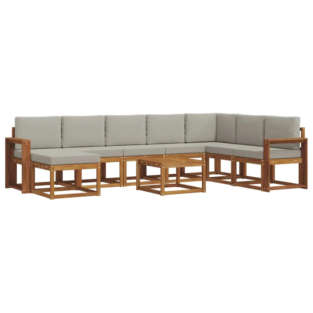 Set di divani da esterno 9 pcs Grigio Naturale e Chiaro