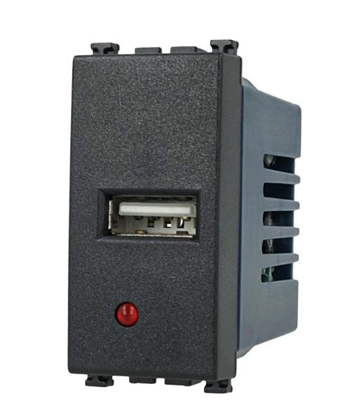 Modulo Caricatore USB 5V 2,1A Nero Compatibile Vimar Arke