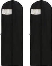 Due sacchi di stoccaggio per abiti sacchi per abiti sacchi per costumi sacchi per tessuti sacchi per protezione abbigliamento sacchi per stoccaggio abbigliamento 60 x 180 cm nero