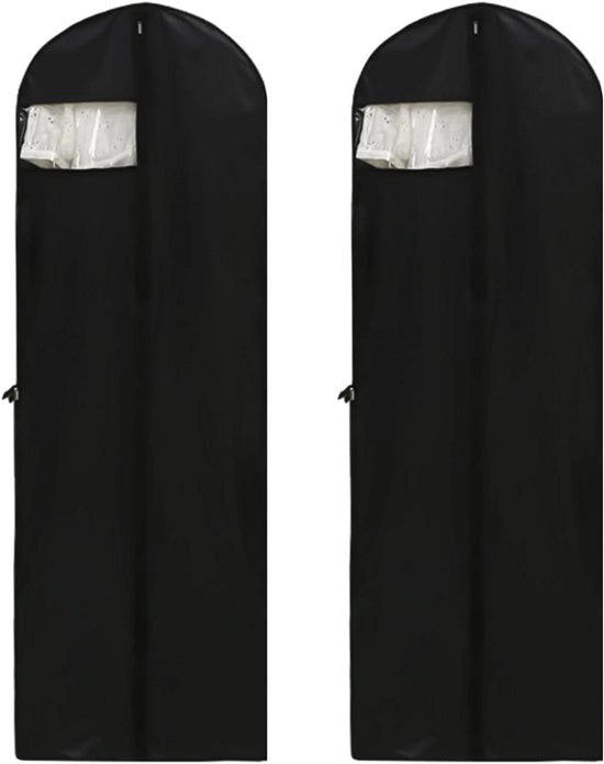 Due sacchi di stoccaggio per abiti sacchi per abiti sacchi per costumi sacchi per tessuti sacchi per protezione abbigliamento sacchi per stoccaggio abbigliamento 60 x 180 cm nero