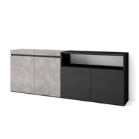 Credenza, Mobile, 200x35x75cm, 4 Porte, grande stoccaggio, grigio cemento RF2411