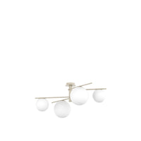 Lampadario Contemporaneo Boomerang Metallo Sabbia Vetro Bianco 4 Luci E27