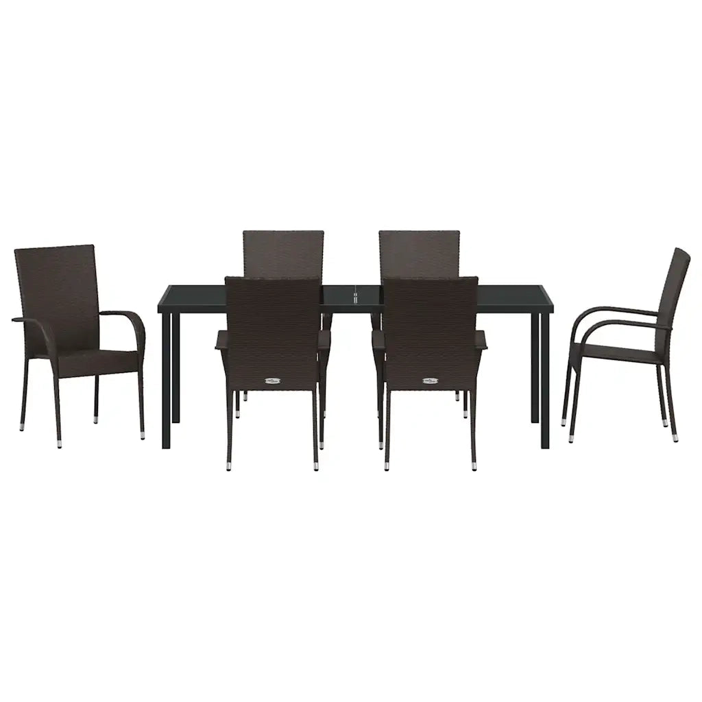Set da Pranzo per Giardino 7 pcs Marrone 3379399