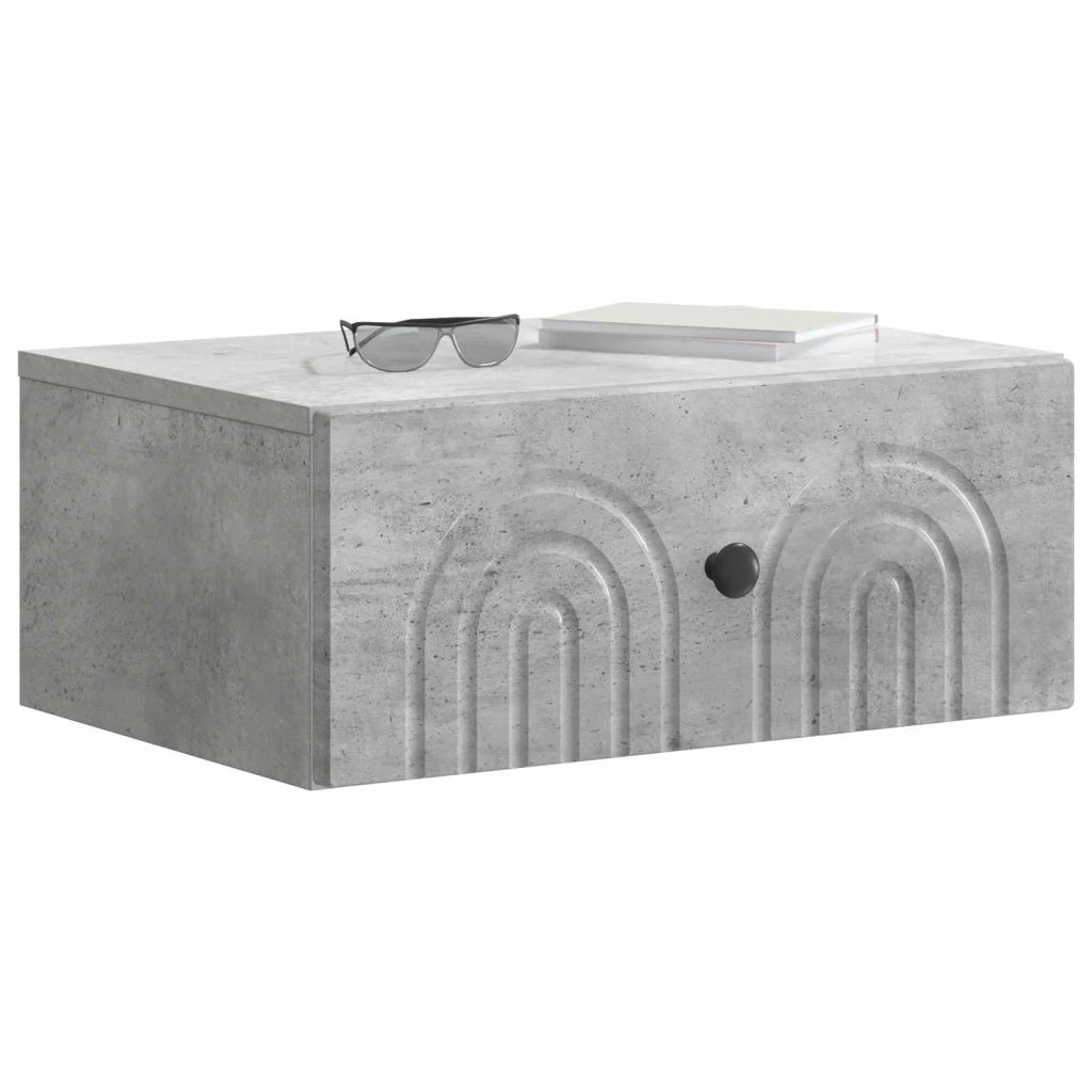 Mobiletto da notte a muro con cassetto 2 pcs Grigio Cemento 898112