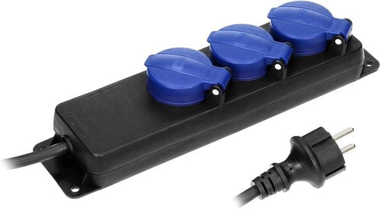 Cavo di estensione 3 poli con scatola a 3 poli IP44 con cavo in gomma H05RR-F 3x15mm (5 m)