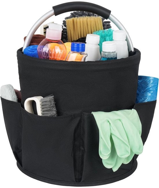 Organizzatore di Pulizia, Tastiera di Pulizia, Tastiera di Pulizia Ripiegabile, Tastiera di Pulizia Portatile Organizzatore di Pulizia con Maniglia e Sei Tasche per Interno, Esterno, Bagno, Nero (Solo Tastiera)