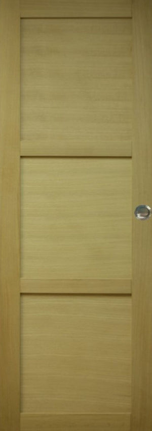 Porta scorrevole a 3 pannelli impiallacciata Ayous Larghezza 73 + 2 gusci installati