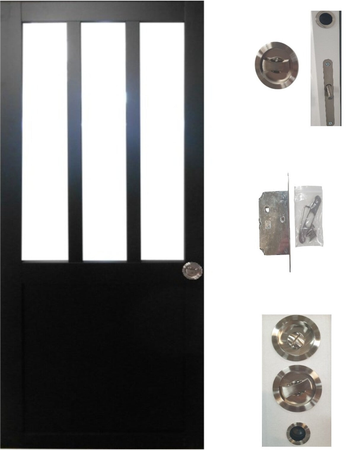 Porta scorrevole Atelier Modele Noir Larghezza 93 Con Sistema Galandage senza maniglia