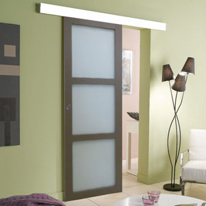 Porta scorrevole in vetro 204x83 con binario bianco