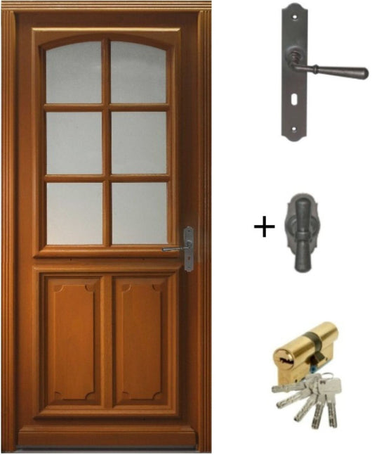 Porta d'ingresso in legno smaltato, Navy, H.200xl.80 p.sinistra + Maniglia E Botte (rif 010403RFP)Dimensioni tabella senza maniglia