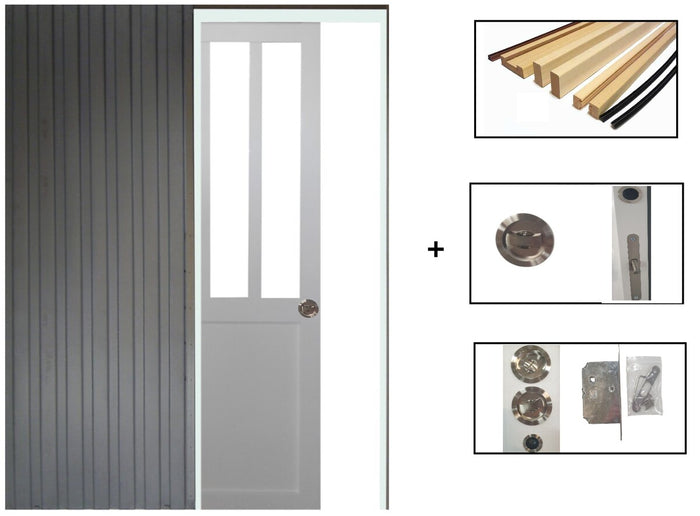 Porta scorrevole Atelier bianca larghezza 73 con sistema a libro senza maniglia