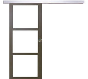 Porta Scorrevole Marrone Ral7006 Vetro Trasparente H204 x L73 + binario alluminio e 2 gusci