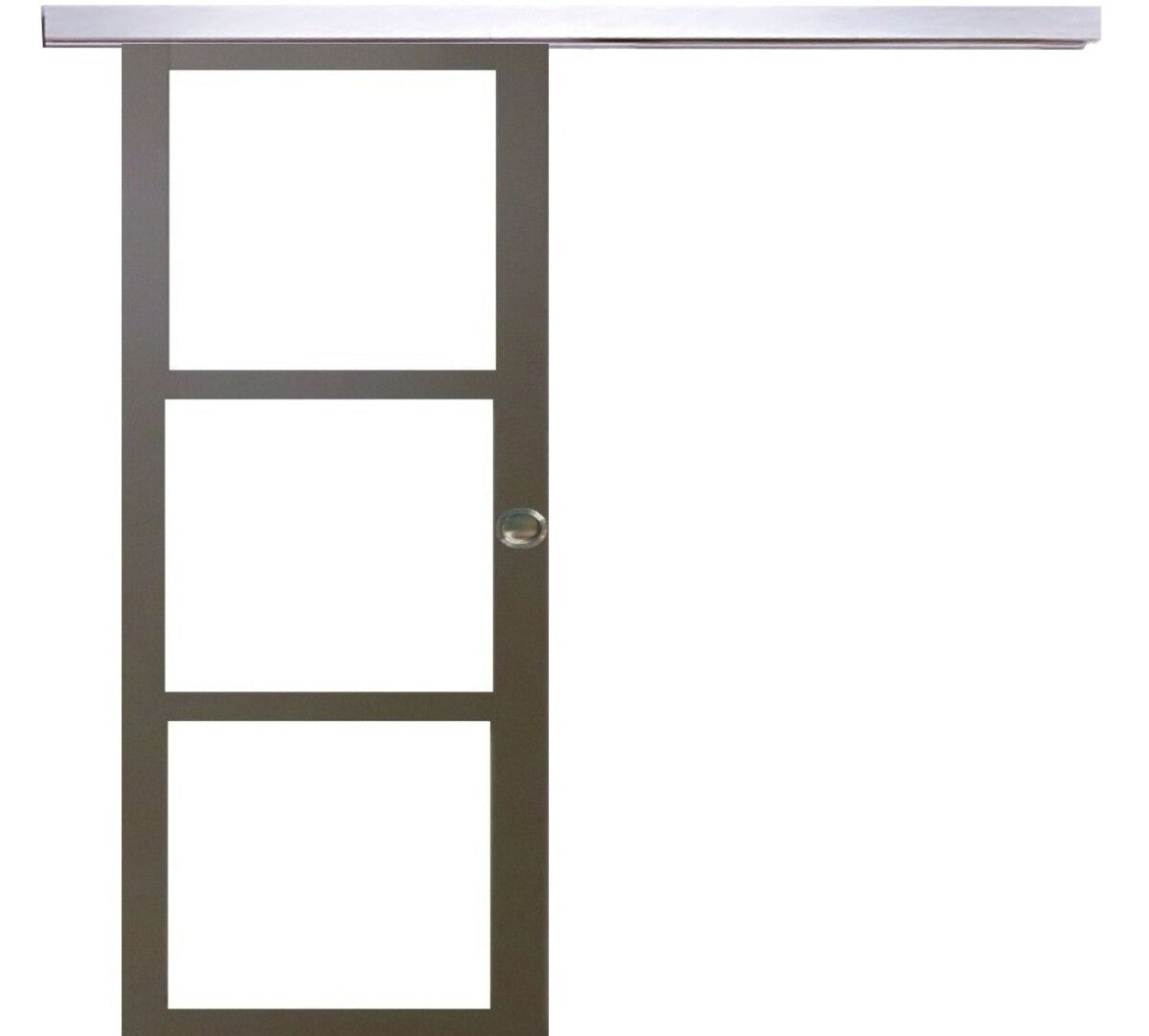 Porta Scorrevole Marrone Ral7006 Vetro Trasparente H204 x L73 + binario alluminio e 2 gusci