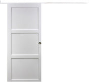 Porta scorrevole a 3 pannelli 'Korya' bianca 204X73 con binario in alluminio bianco + scocche