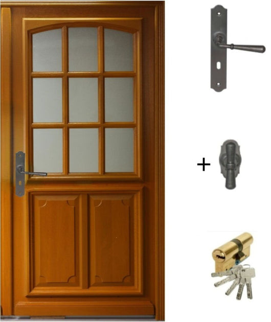 Porta d'ingresso in legno smaltato, Navy, H.200xl.90 p. destra + Maniglia E Canna (rif. 010403RFP) Tabella Dimensioni senza maniglia