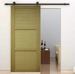 Porta scorrevole a 3 pannelli impiallacciata Ayous larghezza 83 + binario a rulli nero