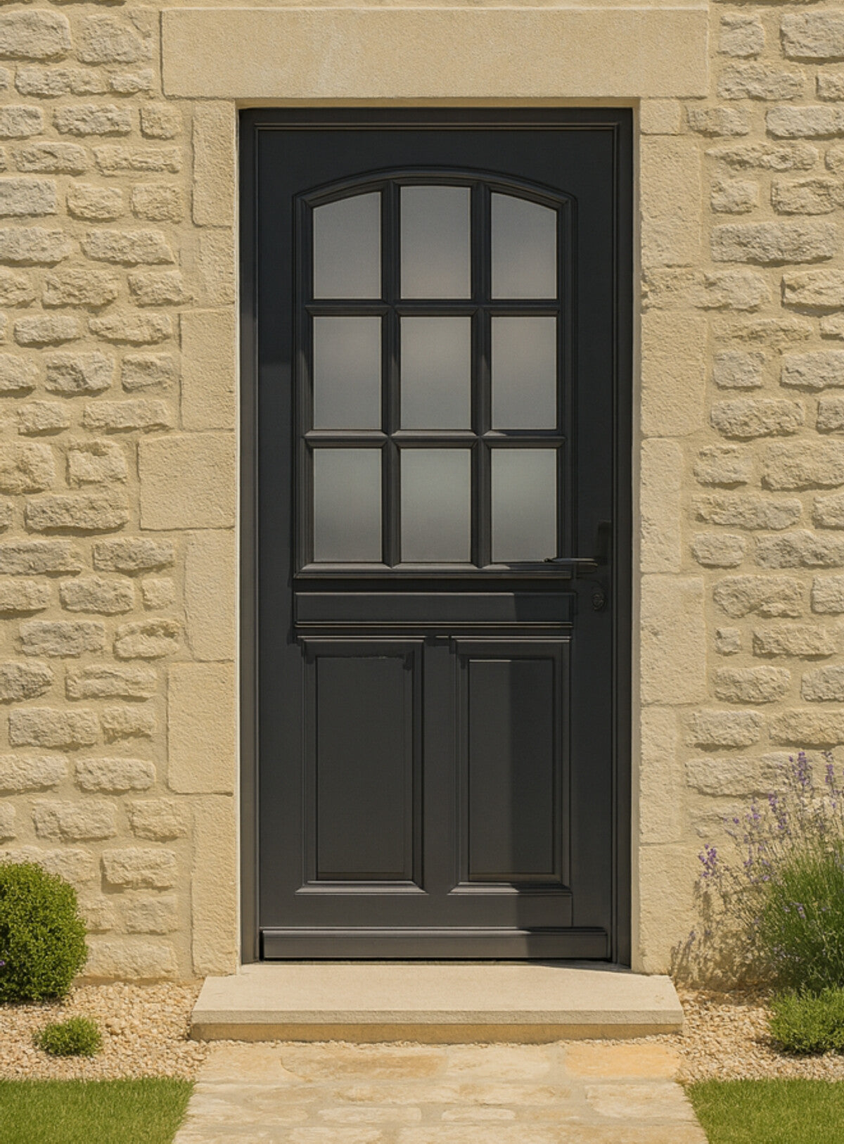 Porta d'ingresso in legno Exo modello 'Alicia' 215X90 a sinistra con maniglia e barra senza maniglia