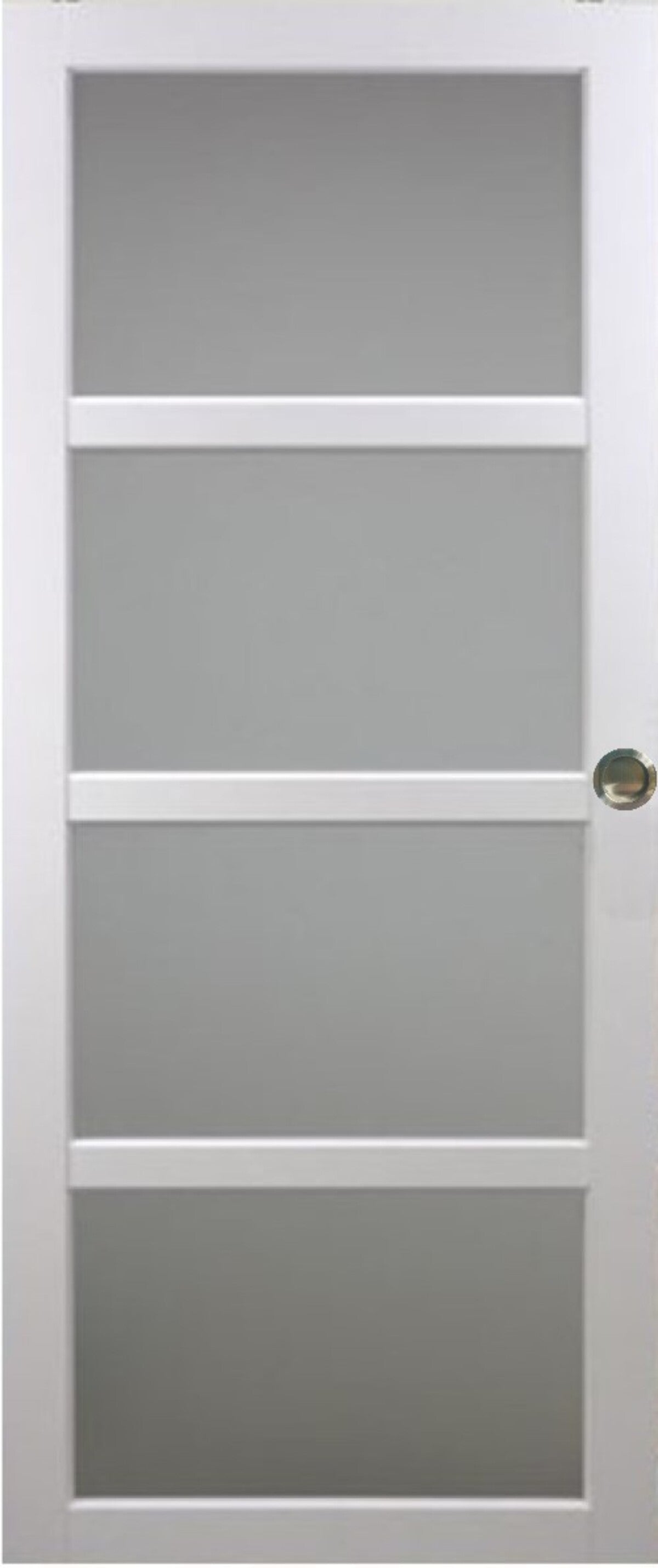 Porta scorrevole Tana bianca larghezza 93 con binario in alluminio bianca + 2 gusci installati