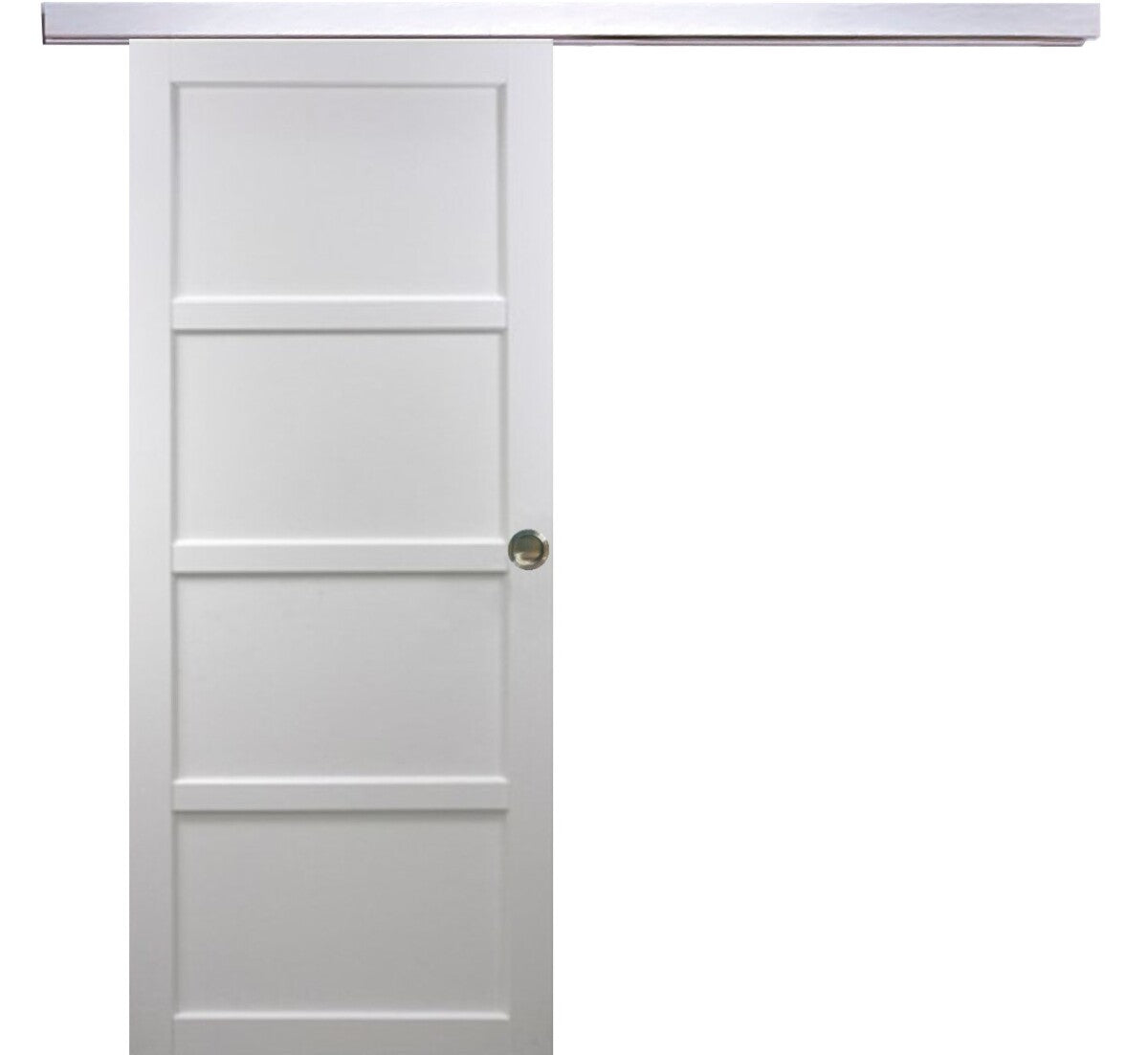 Porta scorrevole Tamera bianca larghezza 73 con binario in alluminio + 2 gusci installati