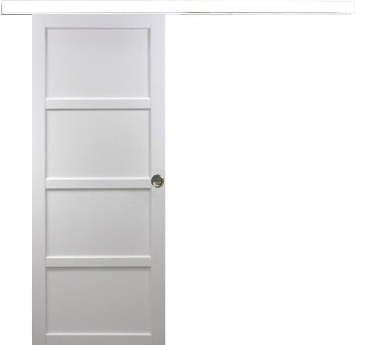 Porta scorrevole Tamera bianca larghezza 73 con binario in alluminio bianca + 2 gusci installati