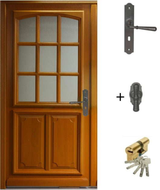 Porta d'ingresso in legno smaltato, Navy, H.200xl.90 p.sinistra + Maniglia E Botte (rif 010403RFP) Tabella Dimensioni senza maniglia
