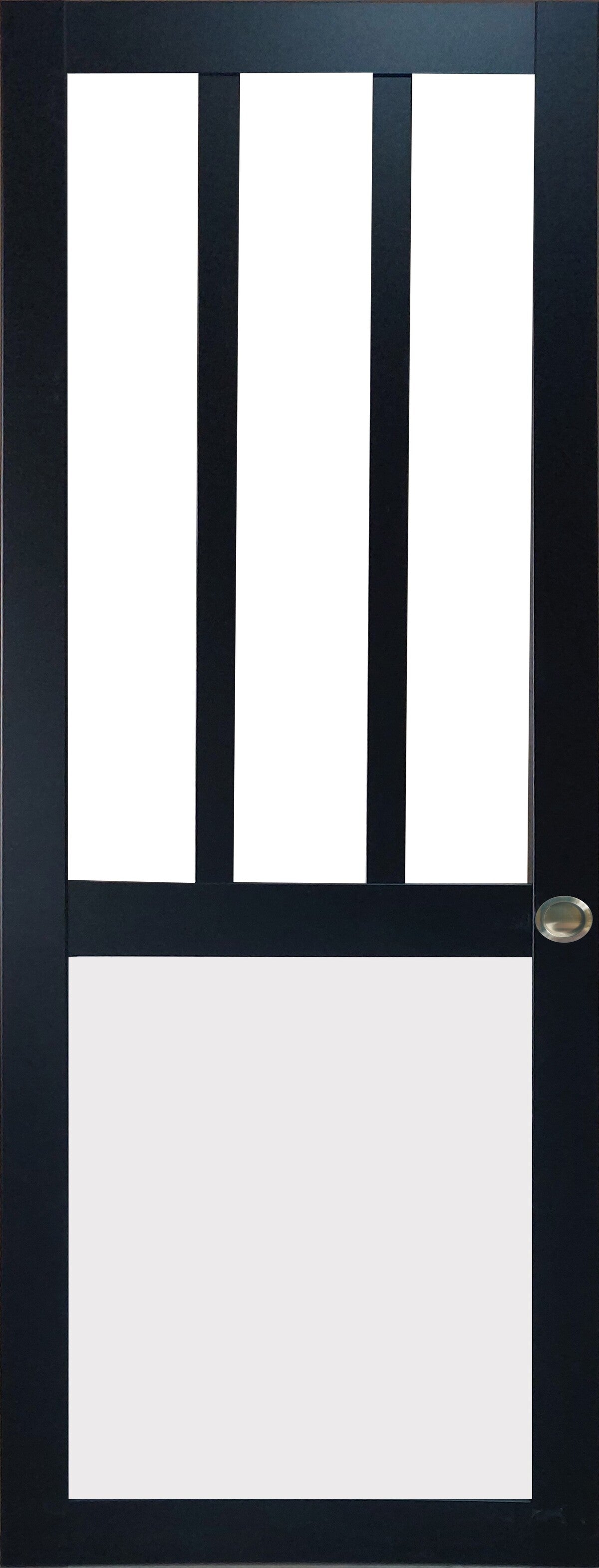 Porta Scorrevole Officina Nera e Pannelli Vetri Bianchi H204 x L73 e 2 Gusci