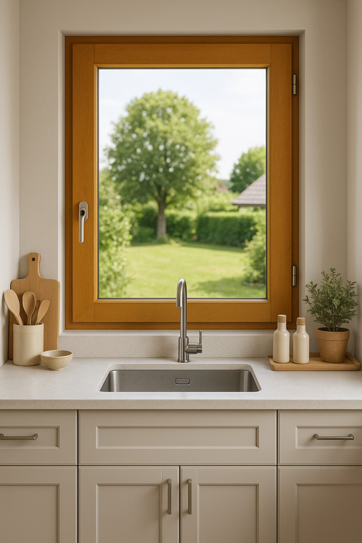 1 Finestra a battente in legno Altezza 60 X Larghezza 40 Tiraggio a destra (dimensioni della tabella)+ manico senza maniglia