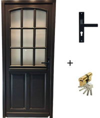 Porta d'ingresso in legno Exo modello 'Alicia' 215X90 a sinistra con maniglia e barra senza maniglia