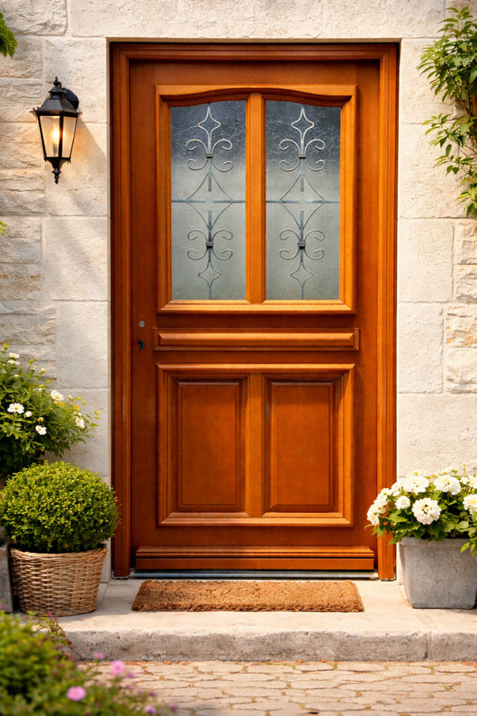 Porta d'ingresso in legno smaltato, Vauban, H.200xl.80 p. destra + Maniglia E Canna (rif. 010403RFP) Tabella Dimensioni senza maniglia