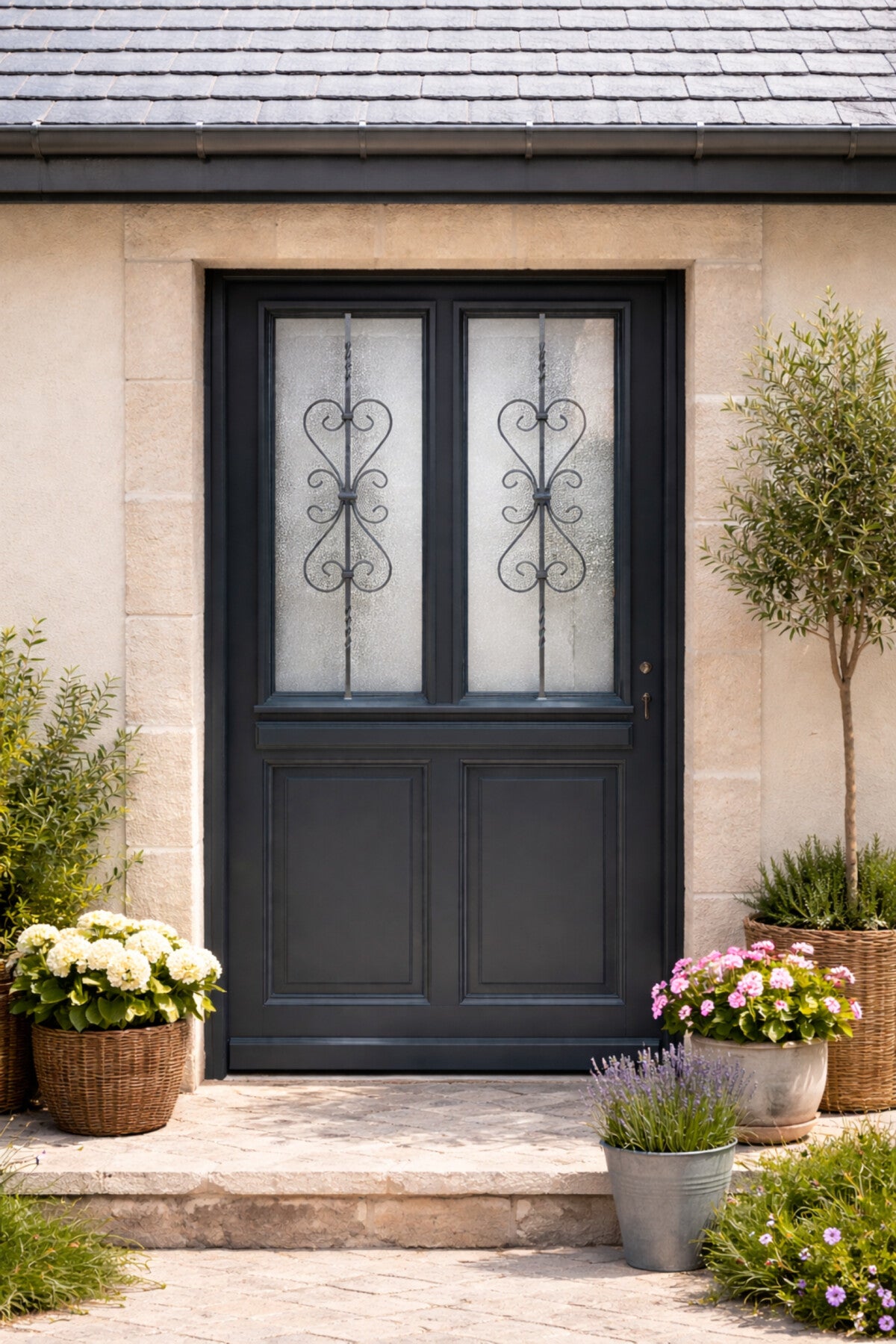 Porta d'ingresso in legno smaltato, Sobra, H.215xl.90 p.sinistra + Maniglia E Botte (rif 010403FP) Lato tavolo senza maniglia