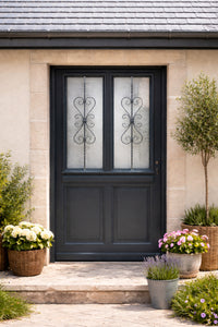 Porta d'ingresso in legno smaltato, Sobra, H.215xl.90 p.sinistra + Maniglia E Botte (rif 010403FP) Lato tavolo senza maniglia