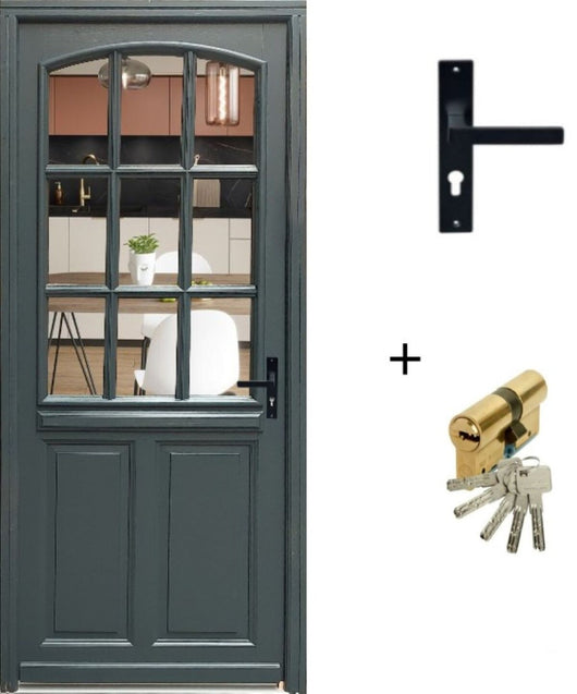 Porta d'ingresso in legno Exo modello 'alexa' 215X80 a sinistra con maniglia e barra senza maniglia