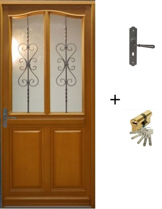 Porta d'ingresso in legno Exo 'Sandy' 215X90 lato destro venduta con maniglia e serratura senza maniglia