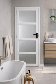 Blocco Porta Vetro Tana Bianco H204 x L83 Pannello Laterale a Spinta Destro + Maniglia